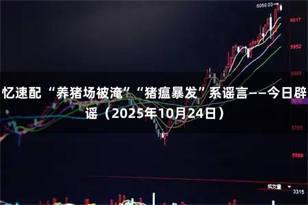 忆速配 “养猪场被淹”“猪瘟暴发”系谣言——今日辟谣（2025年10月24日）